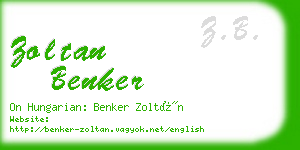 zoltan benker business card